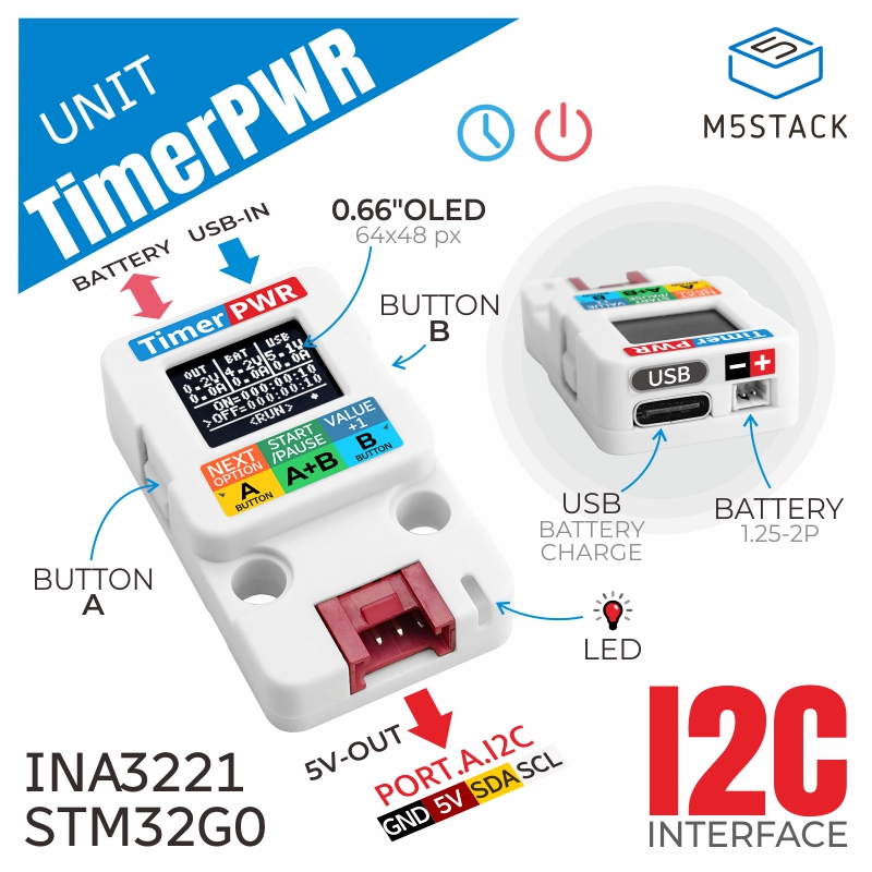 M5Stack Core2 - M5Stack Officiële Timer Power Unit met