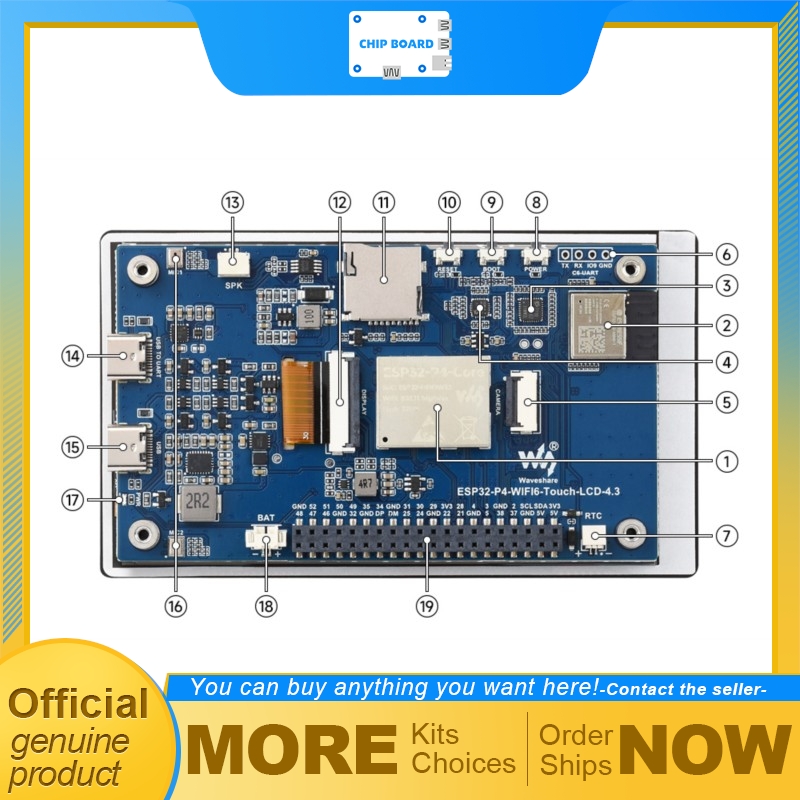 Waveshare Esp32 - Waveshare ESP32-P4-WIFI6 4,3-inch touchscreen-ontwikkelbord, 480×800 LCD,