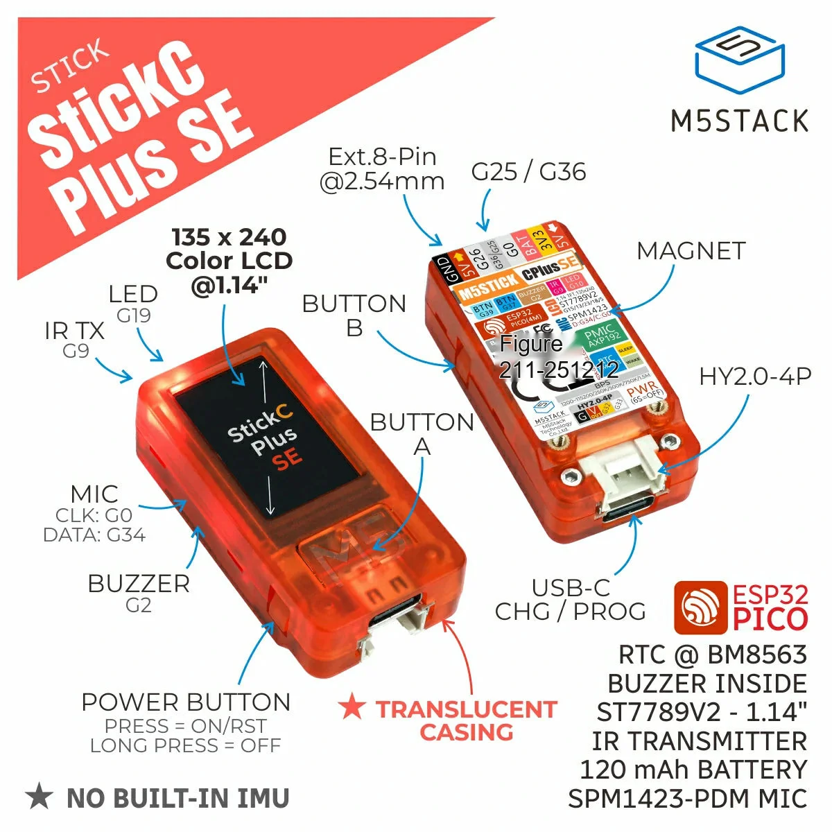 M5Stack M5StickC PLUS SE ESP32 - M5Stickc recensie en prijs